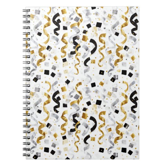 Carnet Confettis noir argent or (Devant)