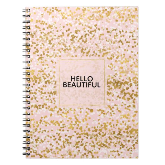 Carnet Confettis Rose Blanc Or Chic (Devant)