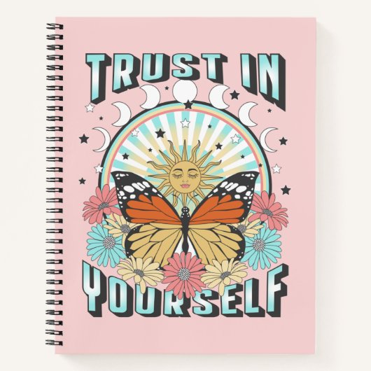 Carnet Confiance en soi | Soleil céleste et papillon (Devant)