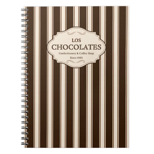Carnet Confiserie & Salon de Café | Logo Rayures Marrons (Devant)