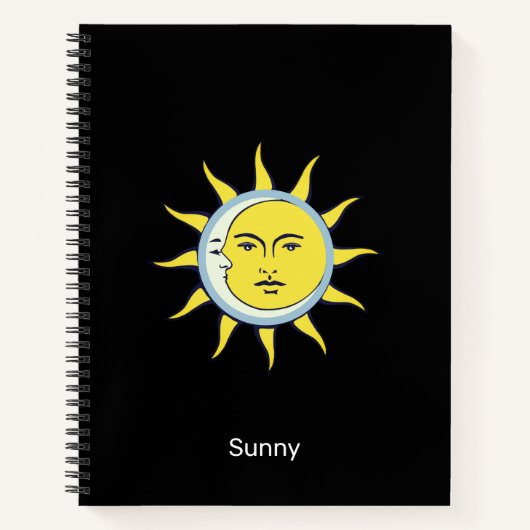 Carnet Conjonction de la Lune et du Soleil sur fond Noir (Devant)