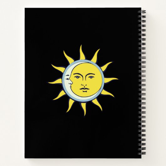 Carnet Conjonction lune et soleil sur noir (Dos)