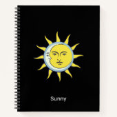 Carnet Conjonction lune et soleil sur noir (Devant)