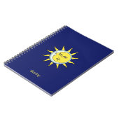 Carnet Conjonction Lune & Soleil sur fond bleu marine (Côté gauche)