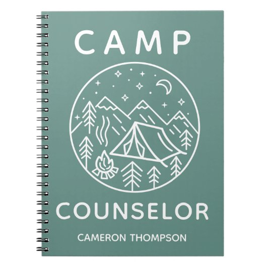 Carnet Conseiller de camp d'été personnalisé vert (Devant)