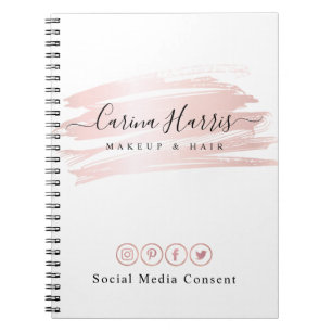 Carnet Consentement social de médias de feuille d'or rose