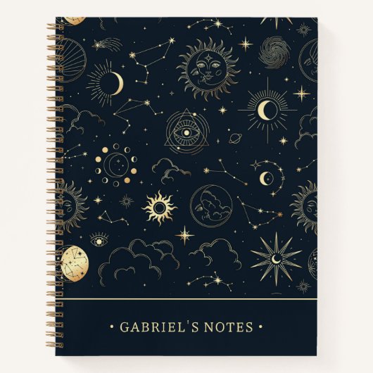 Carnet Constellation d'étoile d'or bleu minuit | Ajouter (Devant)