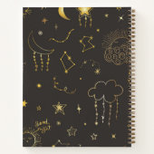 Carnet Constellation Lune & Étoiles Monogramme noir & or (Dos)