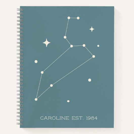 Carnet Constellation moderne Zodiac Leo Nom Année Vert (Devant)