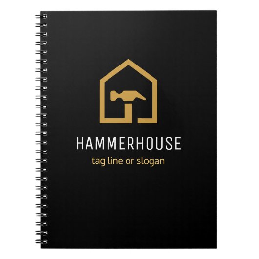 Carnet Construction de bâtiment moderne noir et or (Devant)