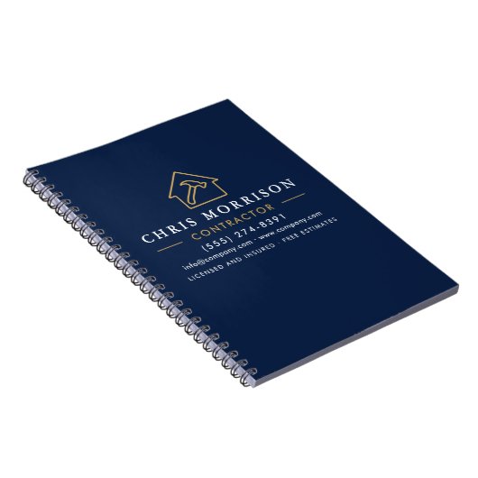 Carnet Construction de bâtiments Navy Blue Gold (Côté Droit)