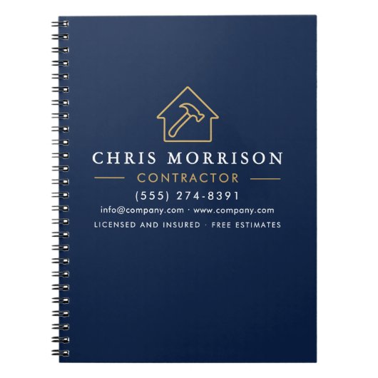 Carnet Construction de bâtiments Navy Blue Or (Devant)