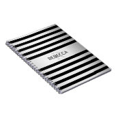 Carnet Contemporain Faux Argent Ombre Rayures & Noir (Côté Droit)