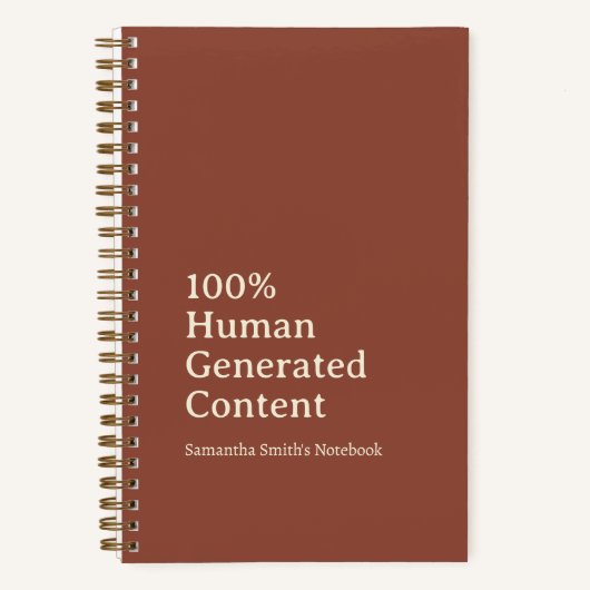 Carnet Contenu 100% humain Généré Personnalisé (Recto)