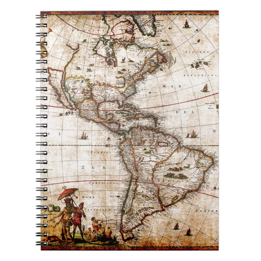 Carnet Continent américain carte ancienne (Devant)