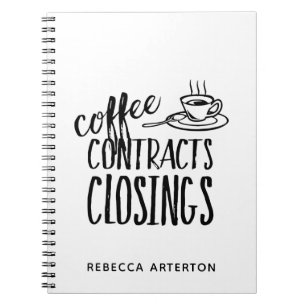 Carnet Contrats de café Fermeture Agent immobilier