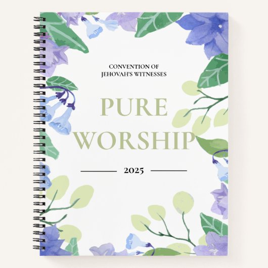 Carnet Convention JW 2025 pur culte bleu floral design (Devant)