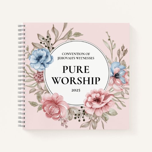 Carnet Convention JW 2025 pur culte design floral (Devant)