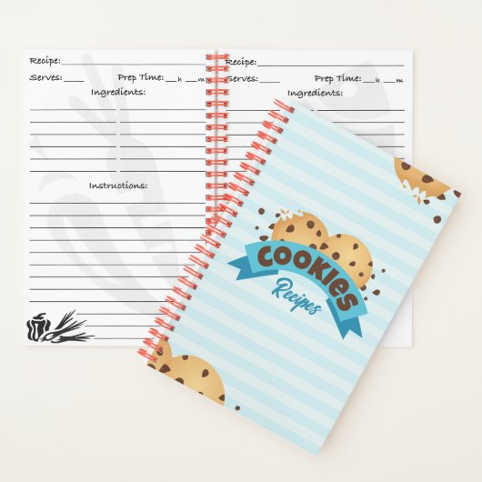Carnet Cookies à Chip de Chocolat Bleu Stripes Recettes (À l'intérieur)