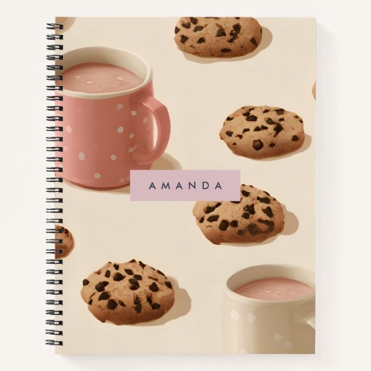 Carnet Cookies et lait Cute Pastel personnalisés (Devant)