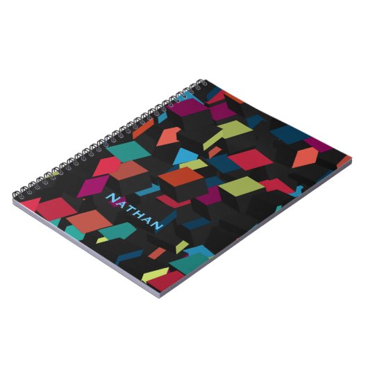 Carnet Cool Abstract Geometric Cube Pattern Personalized (Côté gauche)