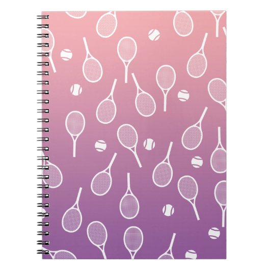Carnet Cool Blanc Retro Racquets de Tennis Motif Gradient (Devant)