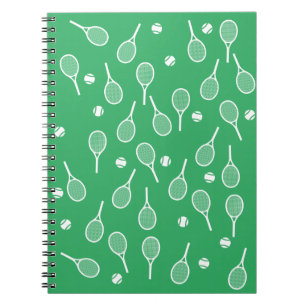 Carnet Cool Blanc Retro Raquettes de Tennis Motif Vert