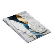 Carnet Cool Blanc Turquoise Marbre Pierre Or (Côté Droit)