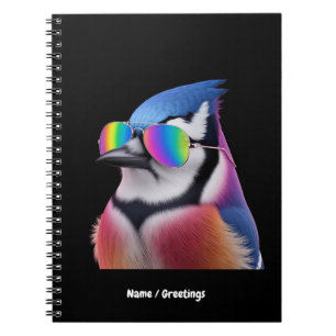 Carnet Cool Bleu Jay Oiseau porter lunettes de soleil Ret