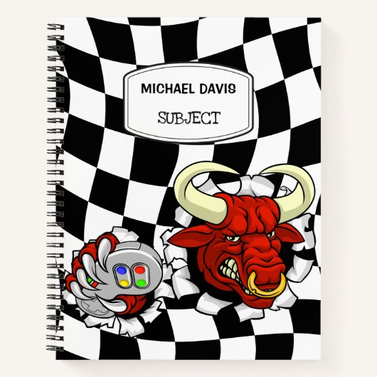 Carnet Cool Bull Minotaur Holding Video Game Controller (Devant)