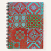 Carnet Cool, carreaux de la mer Égée tendance en rouge et (Devant)