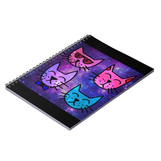 Carnet Cool Cat face sur un Arrière - plan spatial (Côté gauche)