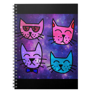 Carnet Cool Cat face sur un Arrière - plan spatial