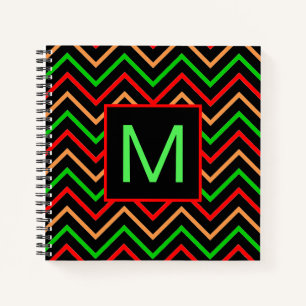 Carnet Cool coloré Chevron sur Monogramme noir