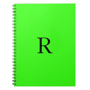 Carnet Cool couleur unie vert néon initial