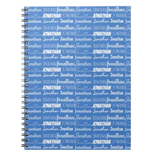 Carnet Cool Custom Blue Name Font Collage (Devant)