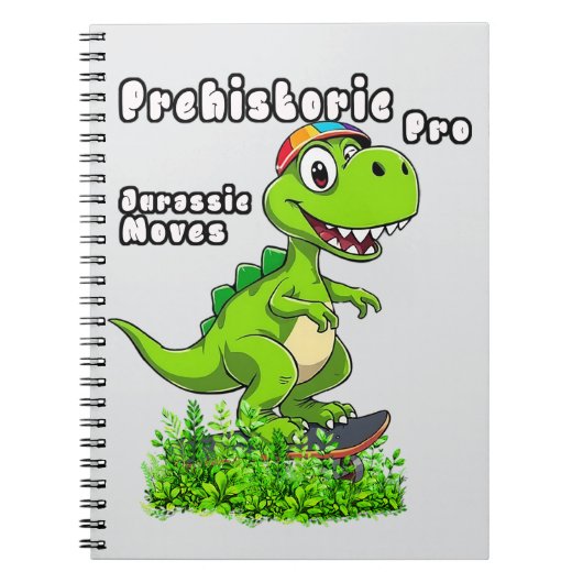 Carnet Cool Dino on a Skateboard (Devant)