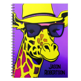 Carnet Cool Dude Giraffe en lunettes de soleil. Modifiabl