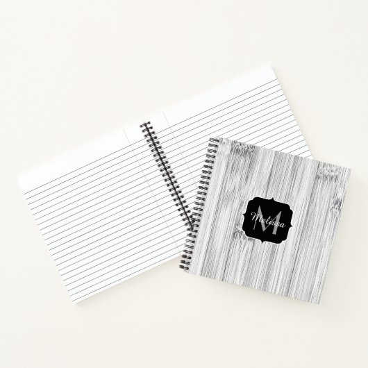 Carnet Cool gris imprimé bois de bambou Monogramme (Intérieur)