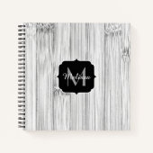 Carnet Cool gris imprimé bois de bambou Monogramme (Devant)