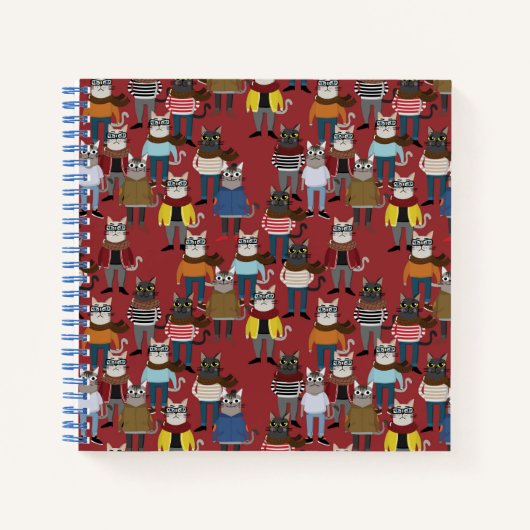 Carnet Cool Hipster Motif de chat (Devant)
