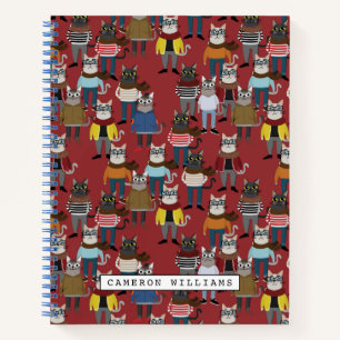Carnet Cool Hipster Motif de chat   Ajouter Votre Nom