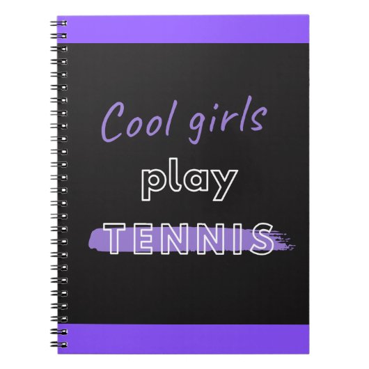 Carnet Cool Jouer Tennis Citation noir et violet (Devant)