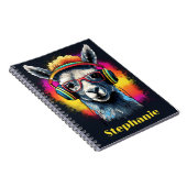 Carnet Cool Llama DJ avec casque Nom (Côté Droit)
