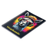 Carnet Cool Llama DJ avec casque Nom (Côté gauche)