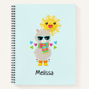 Carnet Cool Llama et souriant Kawaii Sun