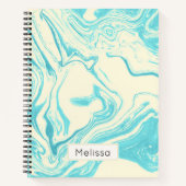 Carnet Cool marbre design en Turquoise et Crème sur mesur (Devant)