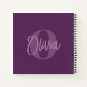 Carnet Cool Monochrome Purple Script tendance Monogramme (Dos)