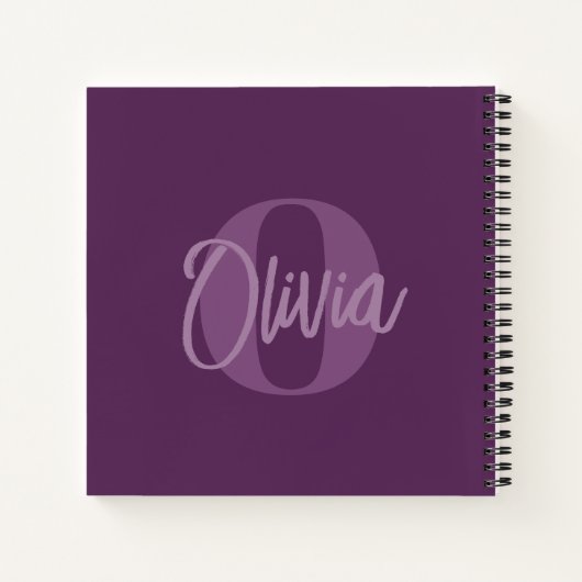 Carnet Cool Monochrome Purple Script tendance Monogramme (Dos)