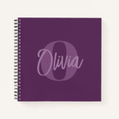 Carnet Cool Monochrome Purple Script tendance Monogramme (Devant)
